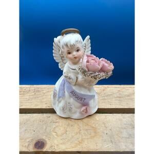 Lefton "August" Birthday Angel Figurine - (No. 3332) - 4” Tall